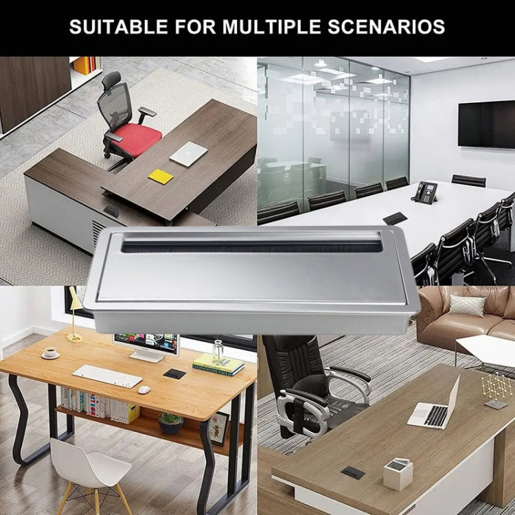 ABS Table Rectangle Wire Hole Cover Outlet Port With Brush PC Desk Cable Organizer — view 15