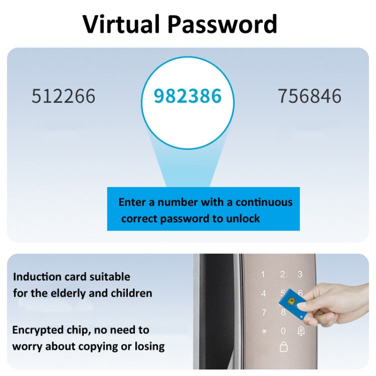 M6 3D Face Recognition Fingerprint Door Lock Support APP Smart IC Card Password Unlock
