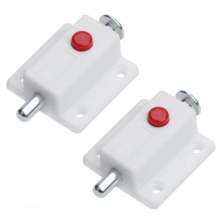 2pcs Plastic Cabinet Door Spring Latch Window Door Bolts Safety Latch Lock — With Lid White