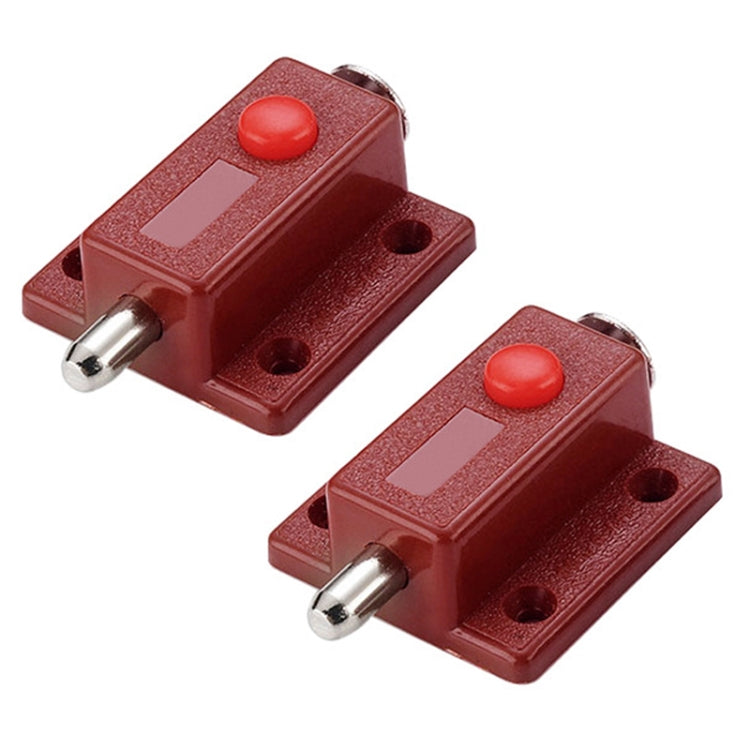 2pcs Plastic Cabinet Door Spring Latch Window Door Bolts Safety Latch Lock — With Lid Brown