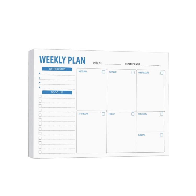 B5 52 Sheets Weekly Planner Tear-away Notepad Schedule Book To Do List Day Priorities