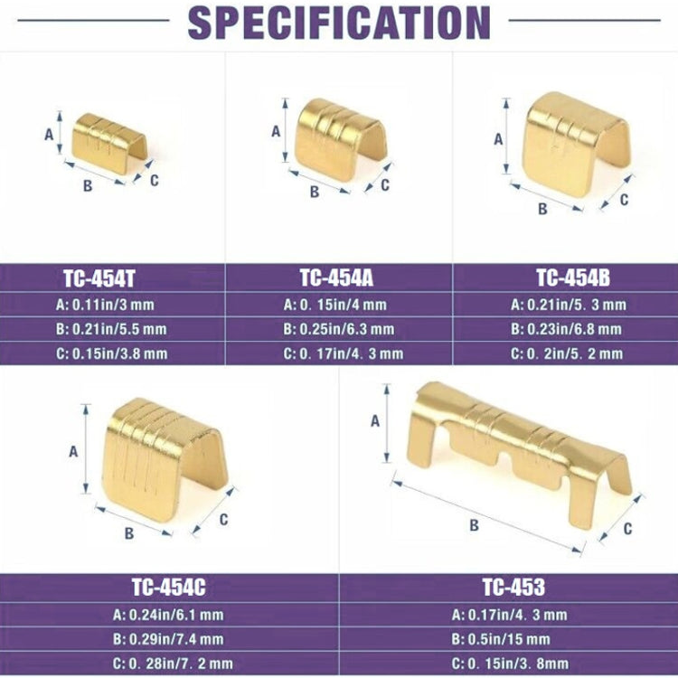 500pcs /Box 5 Specifications Of Gold Brass Quick Crimping Buckle U-Shaped Parallel Terminal Set