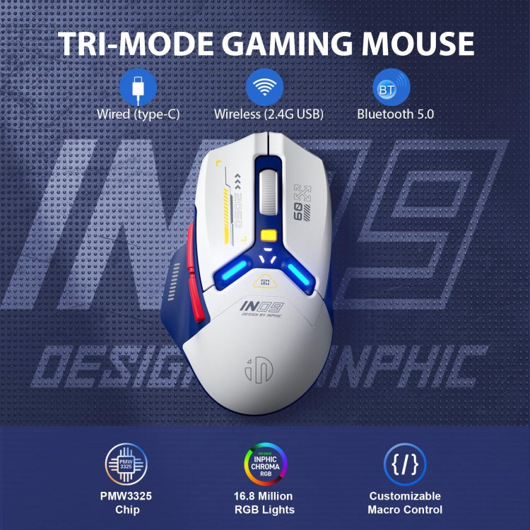 Inphic IN9 Tri-mode Wireless Bluetooth Gaming Office Computer Mouse