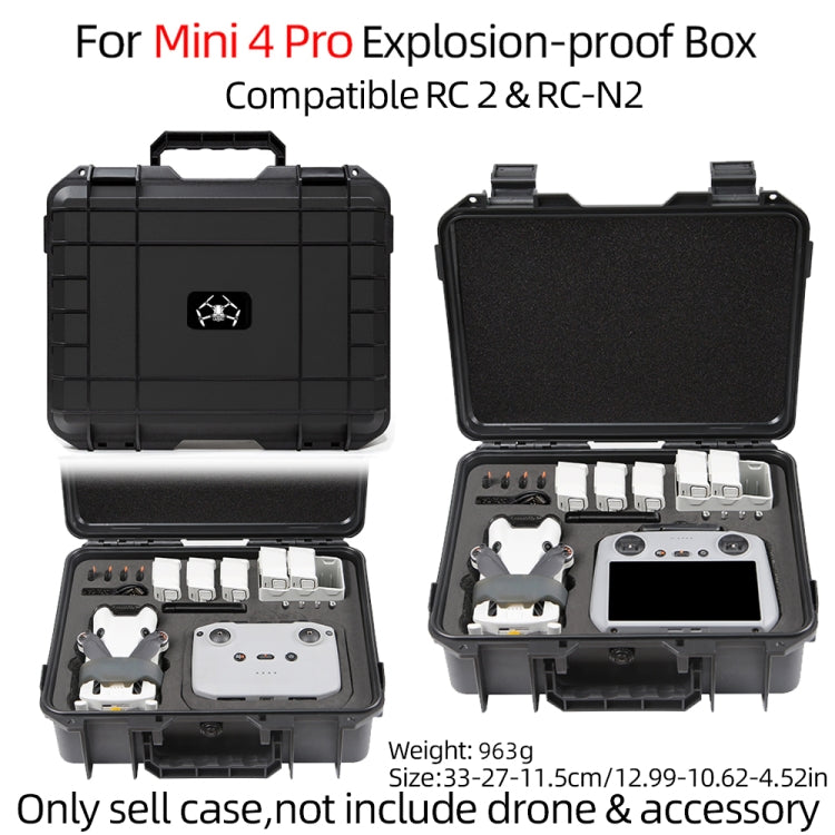 For DJI Mini 4 Pro Drone Suitcase Explosion-proof Box Compatible with RC 2 & RC-N2