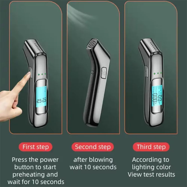 High-Precision Portable Alcohol Tester Rechargeable Breathalyzer With LCD Display