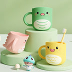 Water Mug Brushing Cup Baby Home Cute Cartoon Drop-Proof Eco-Friendly Dinosaur Cup — Pink