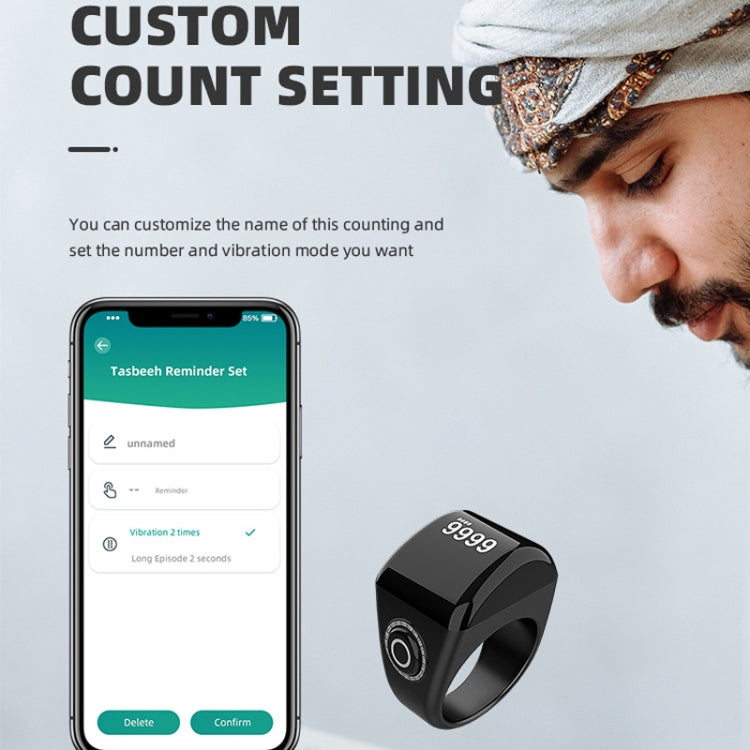 Equantu Smart Bluetooth Finger Counter Muslim Prayer Time Reminder Ring