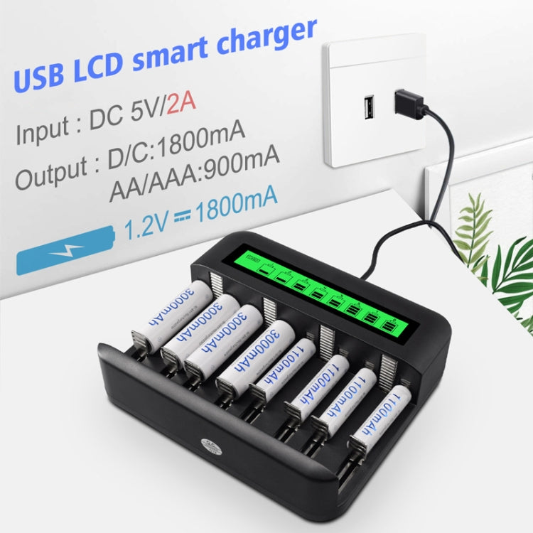 Eight-Slot LCD Multifunctional Battery Charger AA / AAA / C / D Charger — view 3