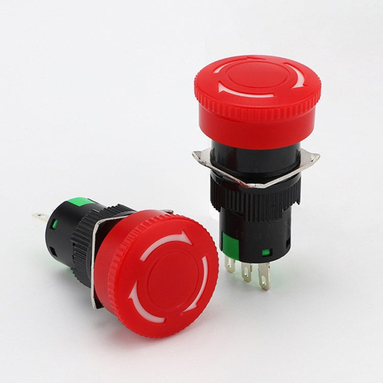16mm Mounting Hole Emergency Stop Switch Mushroom Type Self-Locking Pushbutton Switches