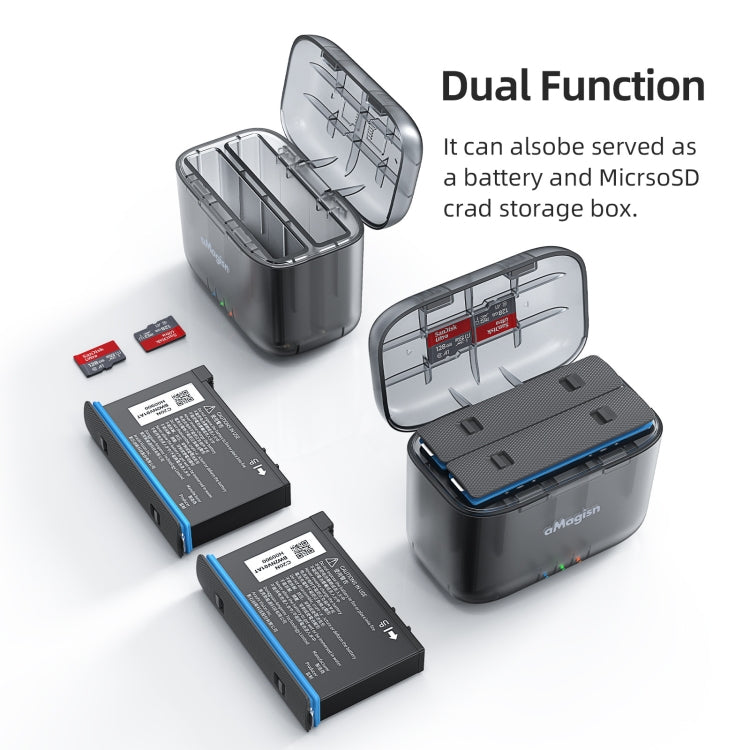 AMagisn Dual Battery Charging Box Transparent Battery Storage Compartment