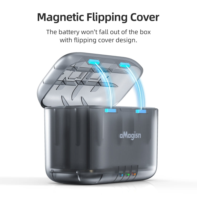 AMagisn Dual Battery Charging Box Transparent Battery Storage Compartment