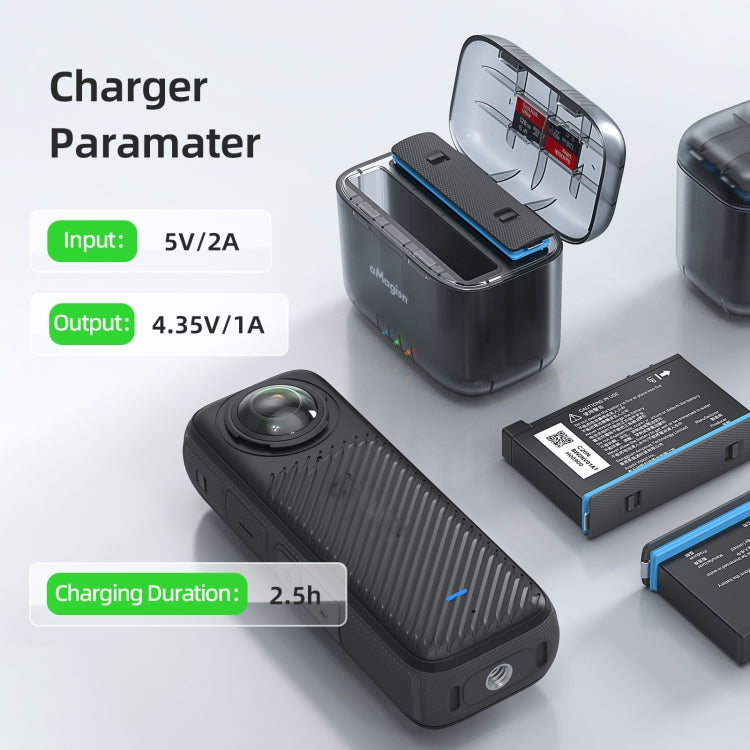 AMagisn Dual Battery Charging Box Transparent Battery Storage Compartment