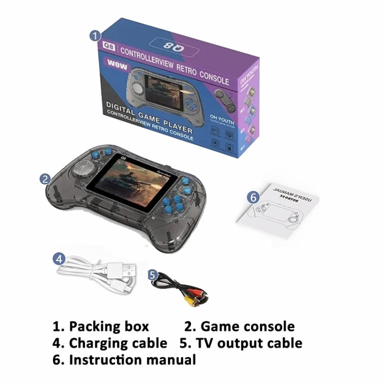 Q8 Handheld Game Console 3.0 Inch Screen Support TV Connection Built In 800 Games, Singles Transparent Blue, Singles Transparent Purple, Doubles Transparent Gray, Doubles Transparent Blue, Doubles Transparent Purple
