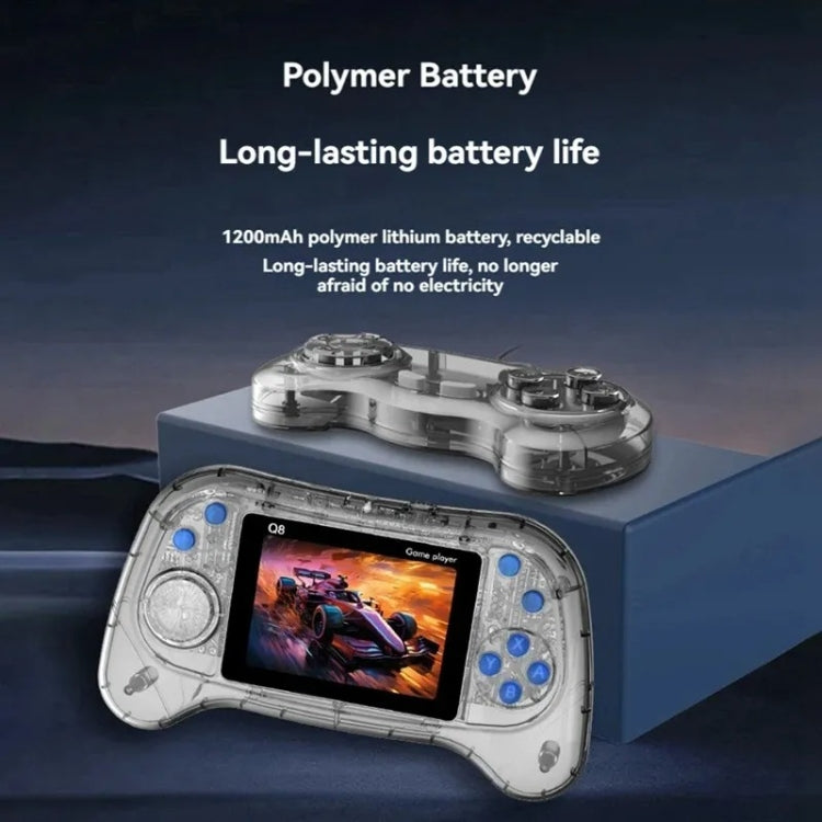 Q8 Handheld Game Console 3.0 Inch Screen Support TV Connection Built In 800 Games, Singles Transparent Blue, Singles Transparent Purple, Doubles Transparent Gray, Doubles Transparent Blue, Doubles Transparent Purple