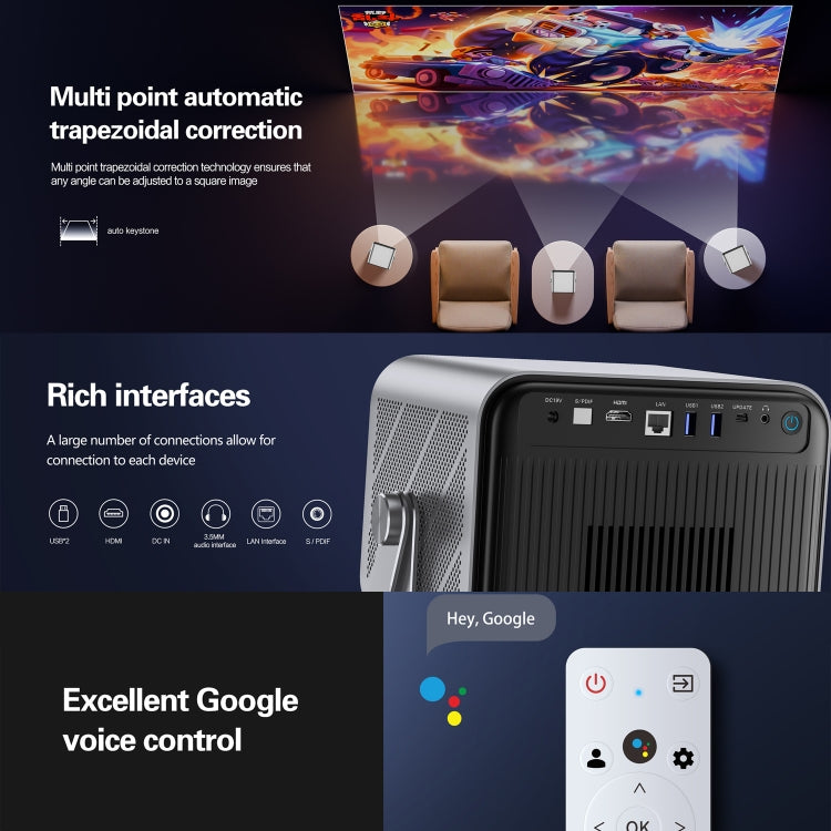 TOUMEI X6 4K HD Home Theater Office Teaching Microphone Karaoke Projector — view 8