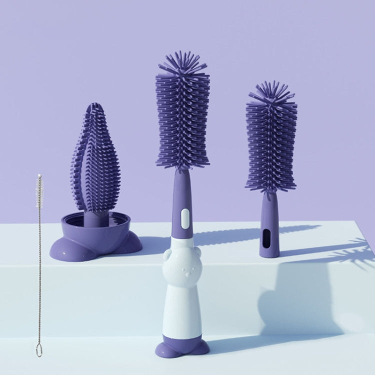 Portable 3 In 1 Food Grade Silicone Bottle Brush Set Multipurpose Baby Bottle Straw Cleaner Brush — 3 In 1 Red
