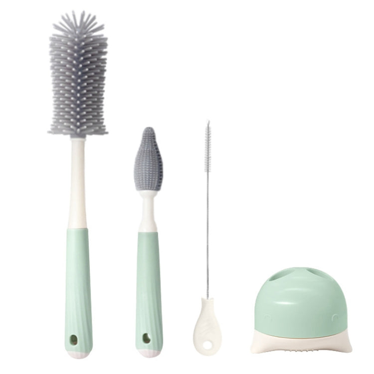 Silicone Rotating Multifunction Cleaning Cup Brush Set Bottle Nipple Straw Cleaner Brush — Bent Handle Pink