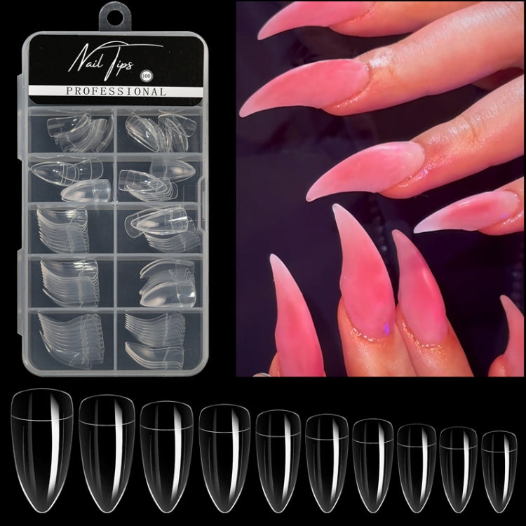 100pcs /Box Stiletto Nail Tips Halloween Style Stiletto False Eagle Claw Art Nails — Natural
