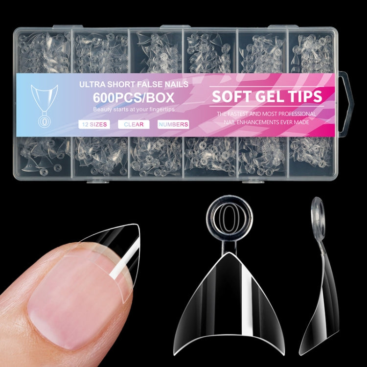600pcs /Box Ultra Short False Nail Tips Extension Clear No Scratch Traceless Frosted Manicure Salon