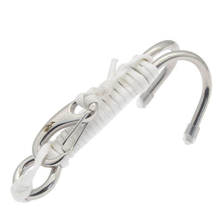 Diving Double-headed Stainless Steel Flow Hook With Safety Rope — Black