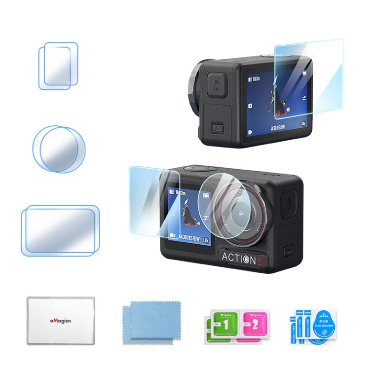 For DJI Osmo Action 5 Pro aMagisn 9H Hardness Tempered Glass Set