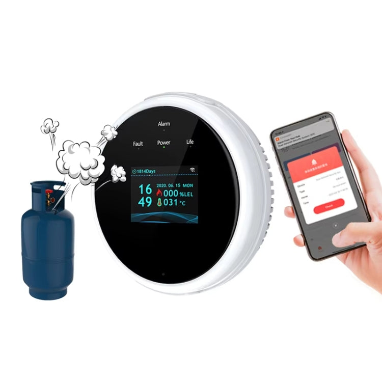 Tuya WiFi Gas Leak Detector With Temperature Clock Function Support Human Voice Alarm