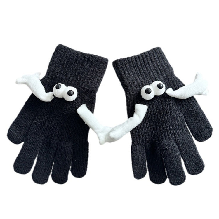 Fall Winter Couple Students Magnetic Warm Gloves Cute Dolls Outdoor Hand In Hand Mittens — Average