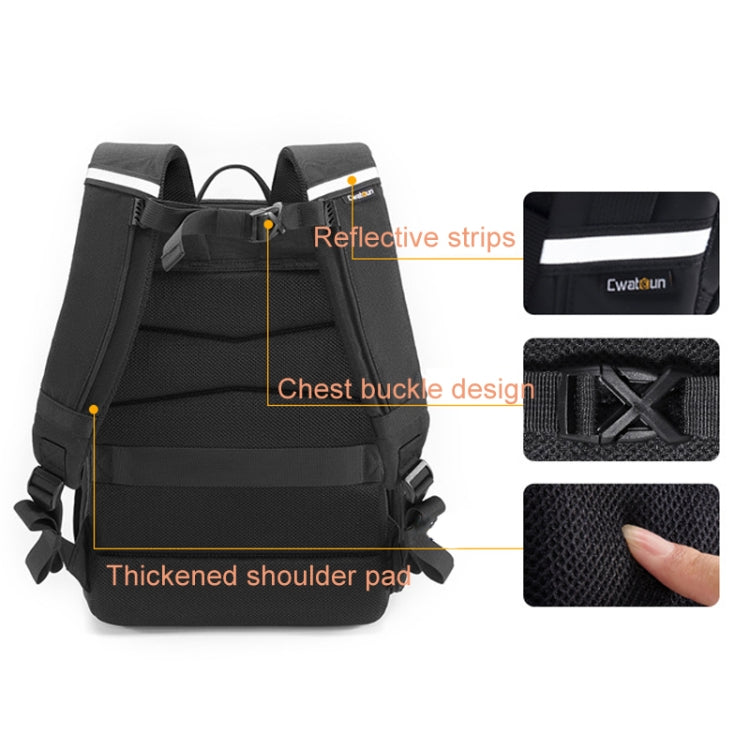 Cwatcun D132 DSLR Camera Backpack Hard-shell Crashproof Waterproof Decompression Shoulder Photo Bag — 1st Generation Large Black