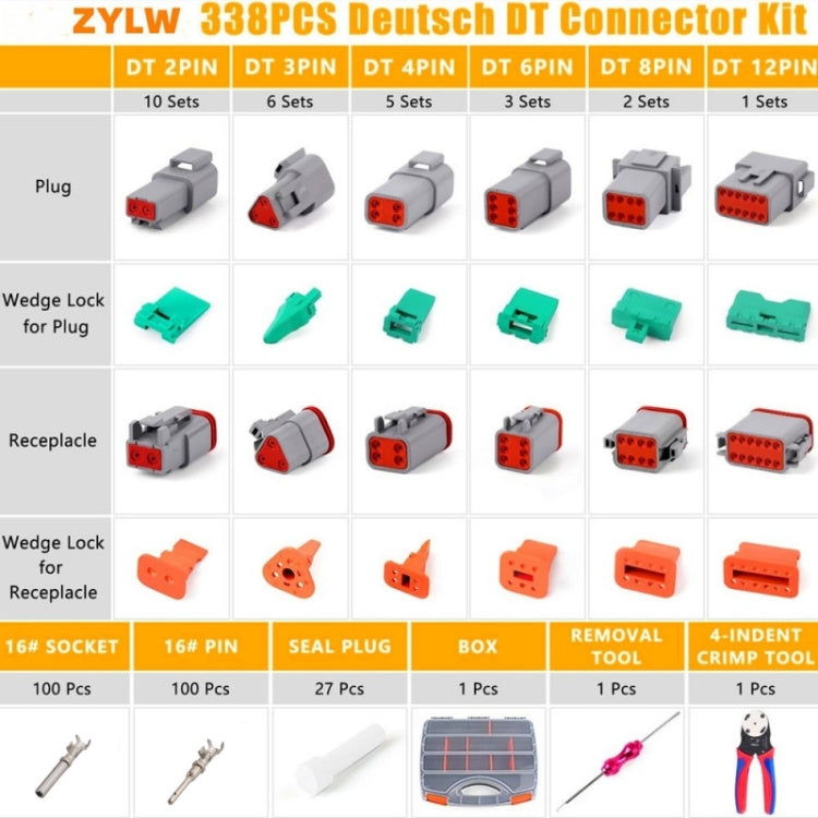338pcs/Set DT Connector Kit Crimping Tool Set — 338pcs/Set