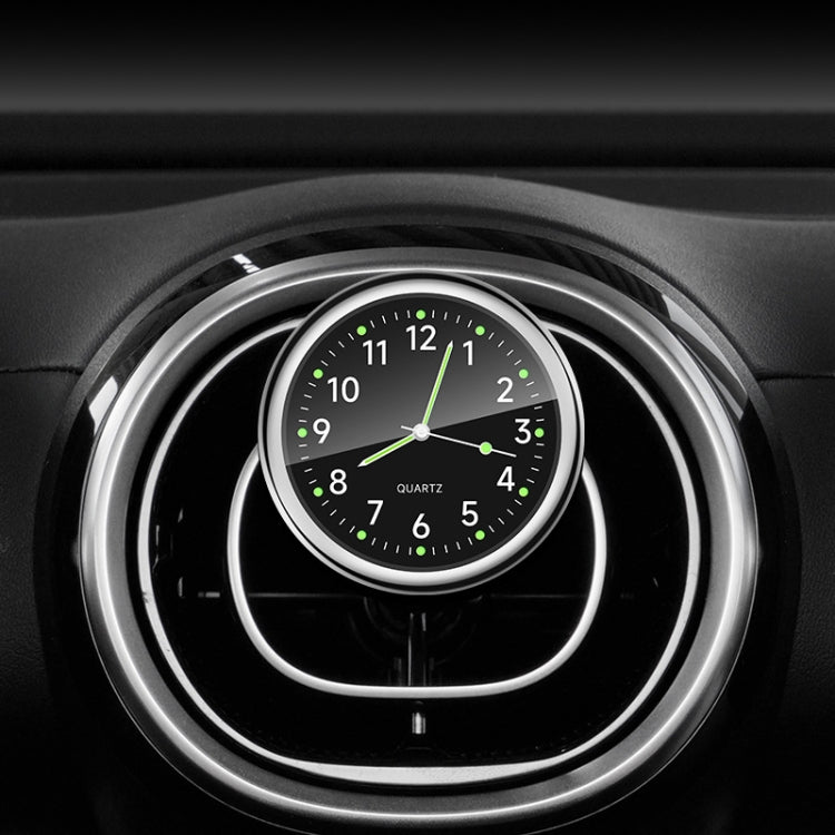 Car Digital Electronic Quartz Luminous Clock — White+Air Outlet Clip
