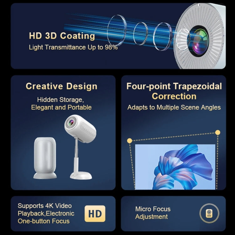 TS-6 Android 11 WiFi6 4K Mini Projector Hidden Lift Gimbal Projector — view 17