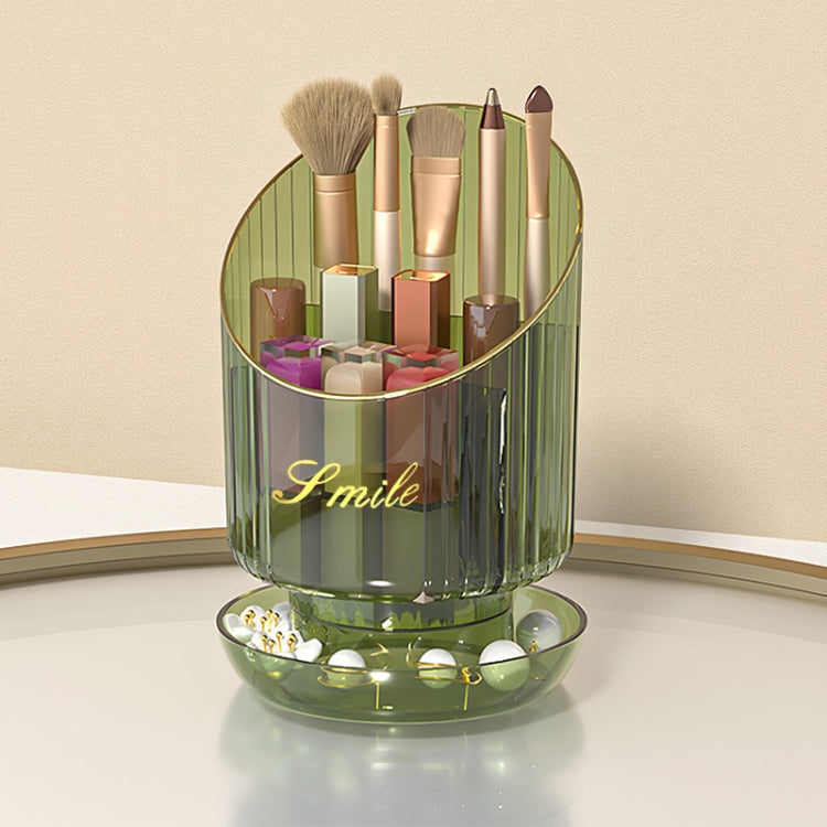 Large Capacity Rotating Makeup Brush Holder Cosmetic Organizer Lipstick Eyebrow Pencil Holder — Amber Orange