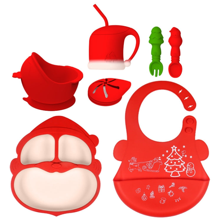 7-in-1 Silicone Children Tableware Set Christmas Gift — Green