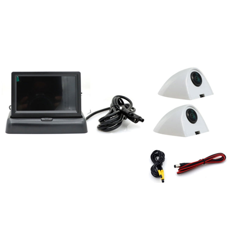 5 Inch Carplay Portable Surveillance Video Car Display — With White Two-way Camera Side-mounted