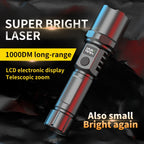 White Laser Wick LCD Digital Display Strong Light Rechargeable Portable LED Flashlight — view 2