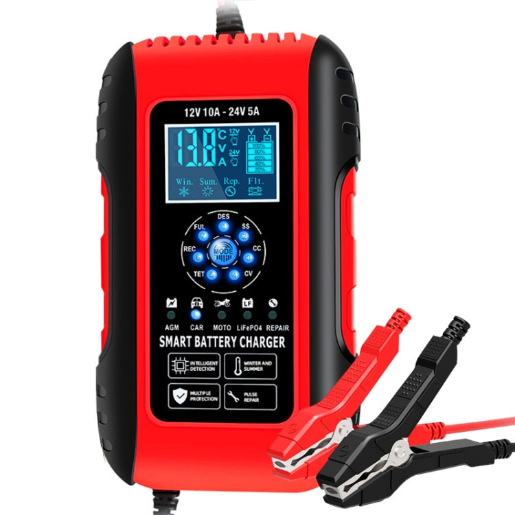 ANHTCzyx 12V/24V 6-180AH 7-Stage Smart Car Motorcycle Battery Charger — UK Plug