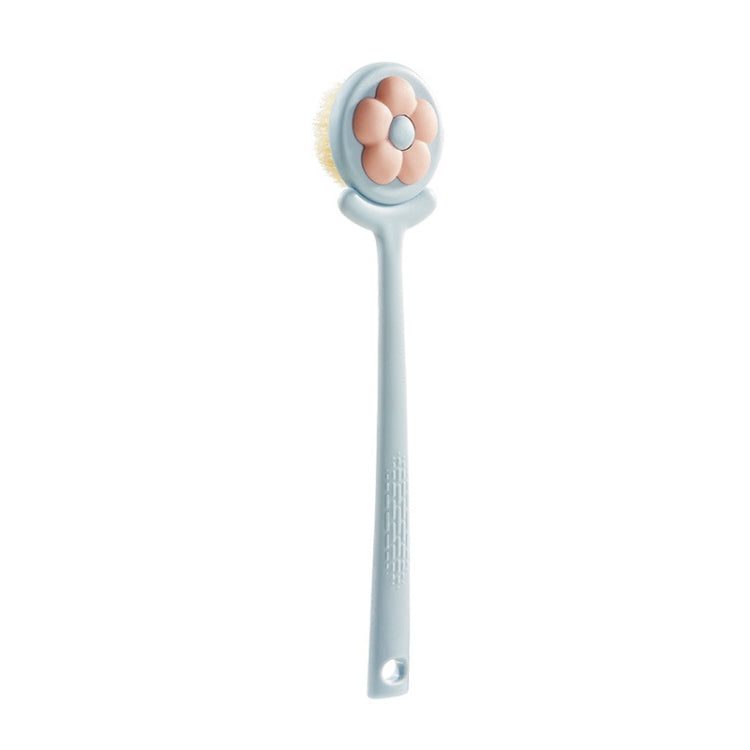 Household Bathroom Long Handle Soft Bristle Flower Shower Brush — Green