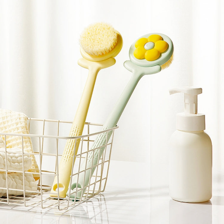 Household Bathroom Long Handle Soft Bristle Flower Shower Brush — Blue