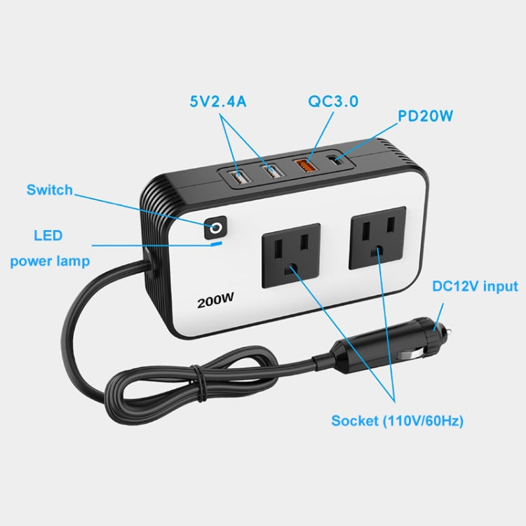 200W Car Inverter Vehicle Plug Power Converter