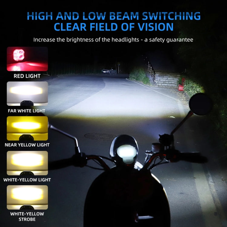 LED Motorcycle Spotlight With Red Devil Eye Spotlight High and Low Beam External Headlight