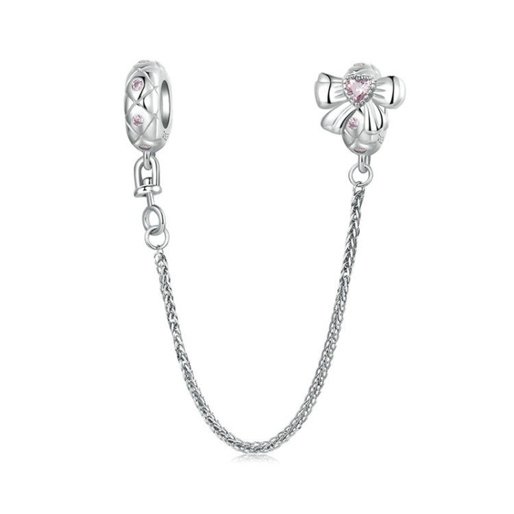 S925 Sterling Silver Platinum-Plated Romantic Bow Safety Chain DIY Beaded Accessories