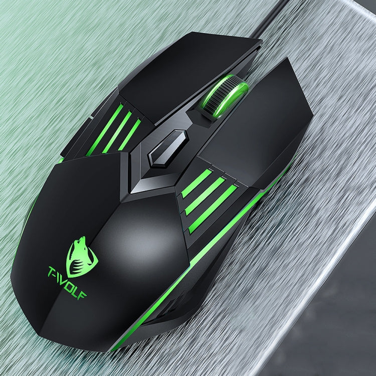 T-WOLF G560 6-keys Cool Breathing Light Gaming Wired Mouse Mechanical Office Silent Mouse — Gray