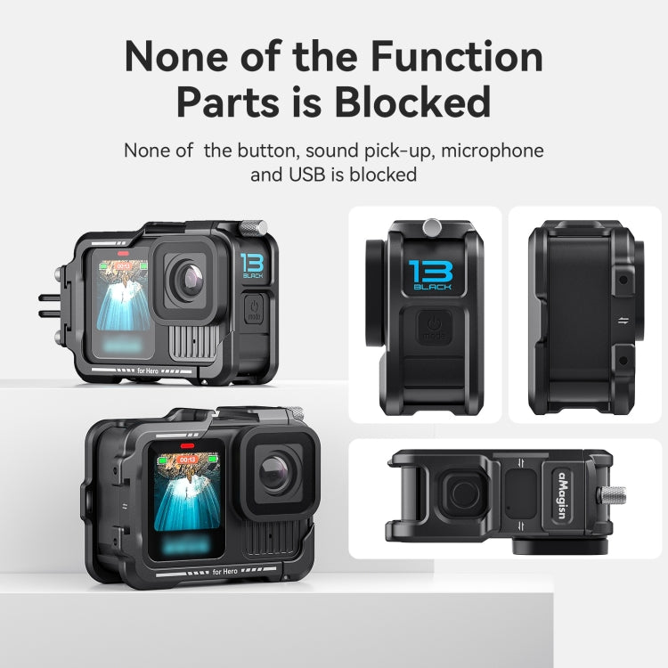 aMagisn Essential Ver Metal Rabbit Cage for GoPro HERO13 Black / HERO12 Black / HERO11 Black / HERO10 Black / HERO9 Black
