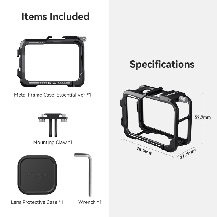 aMagisn Essential Ver Metal Rabbit Cage for GoPro HERO13 Black / HERO12 Black / HERO11 Black / HERO10 Black / HERO9 Black