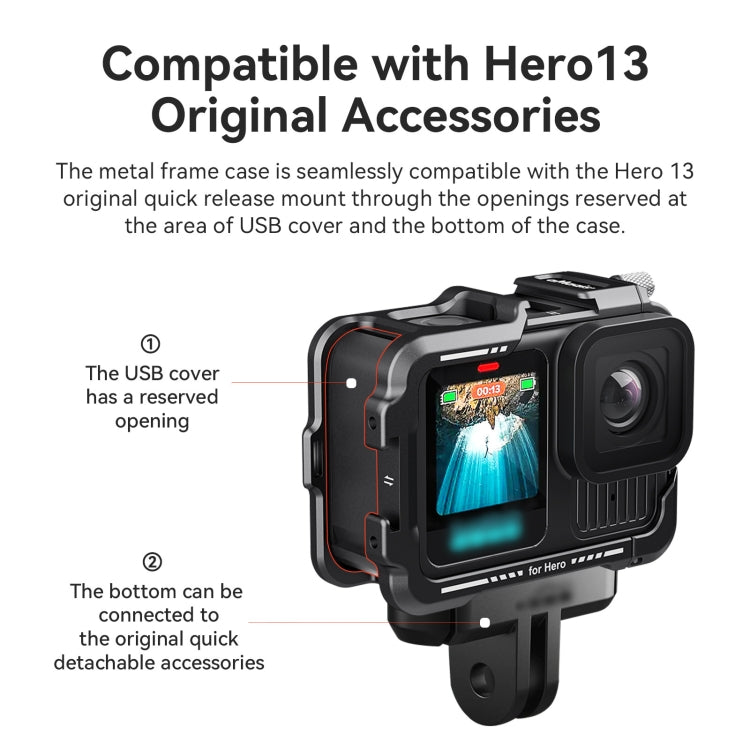 aMagisn Essential Ver Metal Rabbit Cage for GoPro HERO13 Black / HERO12 Black / HERO11 Black / HERO10 Black / HERO9 Black