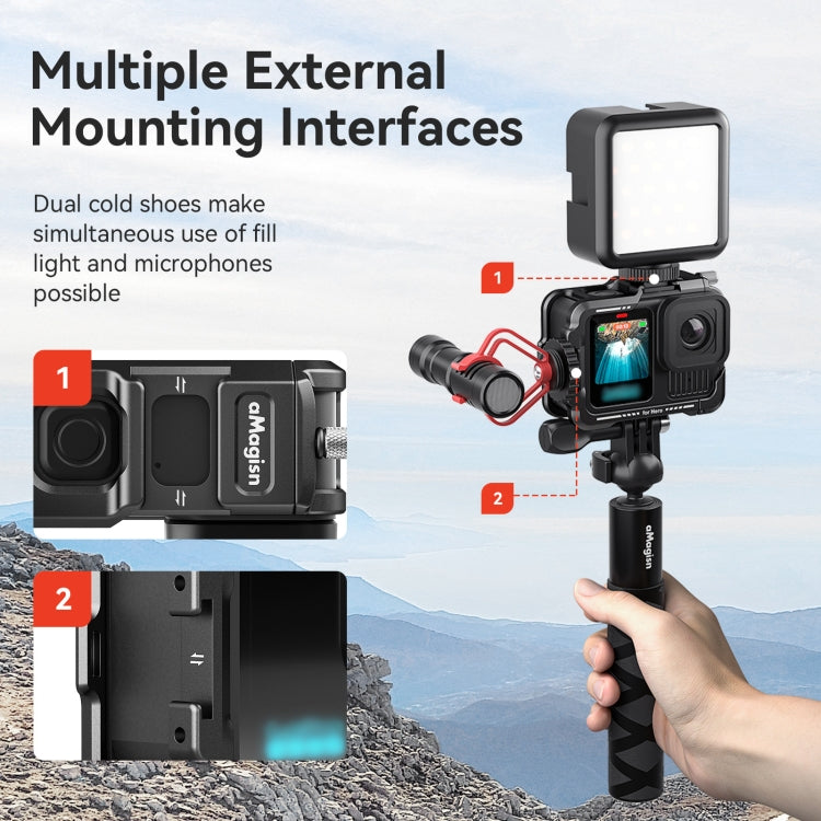 aMagisn Essential Ver Metal Rabbit Cage for GoPro HERO13 Black / HERO12 Black / HERO11 Black / HERO10 Black / HERO9 Black
