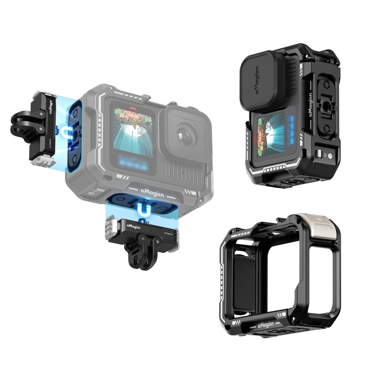 AMagisn Upgrade Ver Metal Rabbit Cage For GoPro HERO13 Black / HERO12 Black / HERO11 Black / HERO10 Black / HERO9 Black
