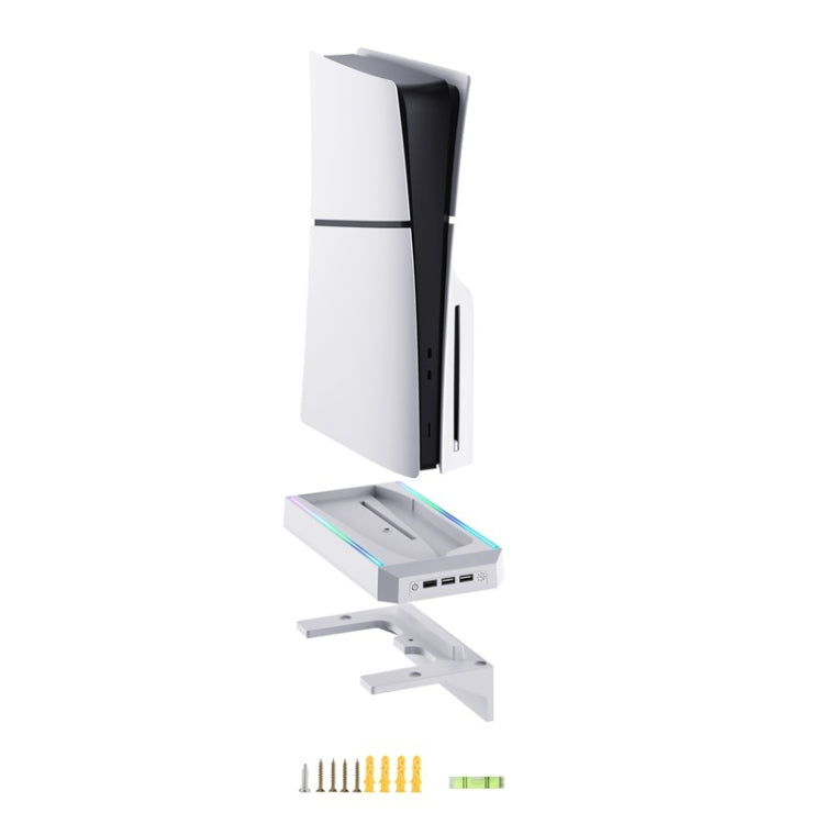 For PS5 Slim Console Wall-mounted Storage Rack With 3 USB2.0 Ports — view 5
