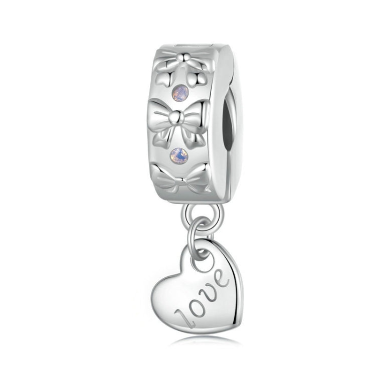 S925 Sterling Silver Platinum-Plated Bow Heart Positioning Buckle Bracelet Accessories Beaded
