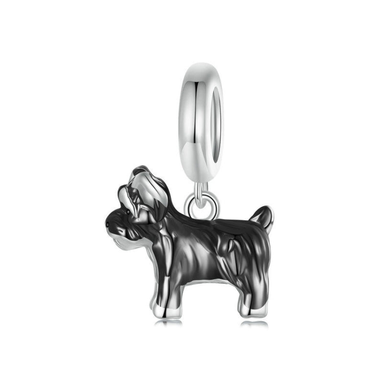 S925 Sterling Silver Gold Plated Cute Schnauzer Pendant Bracelet Beads